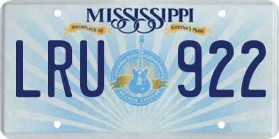 MS license plate LRU922