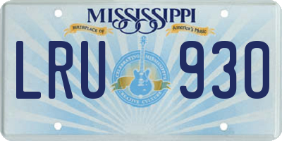 MS license plate LRU930