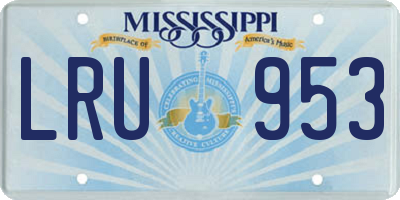 MS license plate LRU953