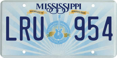 MS license plate LRU954