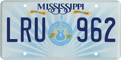 MS license plate LRU962