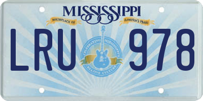 MS license plate LRU978