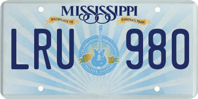 MS license plate LRU980