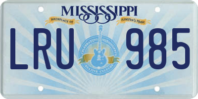 MS license plate LRU985