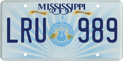MS license plate LRU989