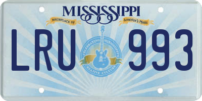 MS license plate LRU993