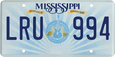 MS license plate LRU994