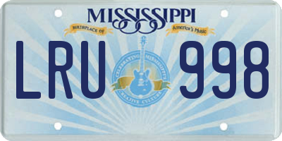 MS license plate LRU998