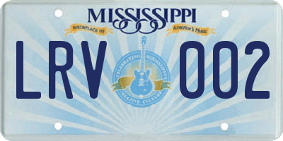 MS license plate LRV002