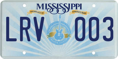 MS license plate LRV003