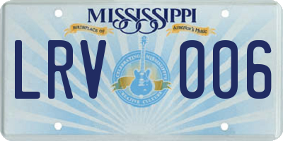 MS license plate LRV006