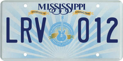 MS license plate LRV012