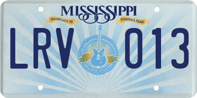 MS license plate LRV013
