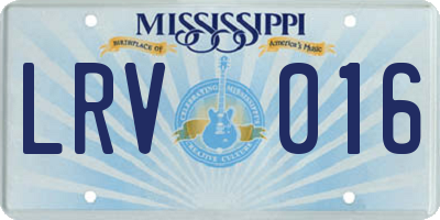 MS license plate LRV016