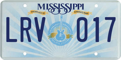 MS license plate LRV017