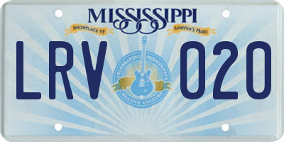 MS license plate LRV020