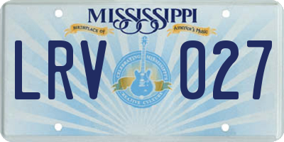 MS license plate LRV027