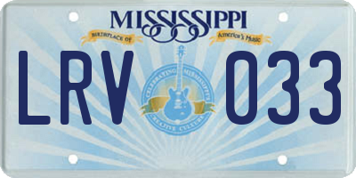 MS license plate LRV033