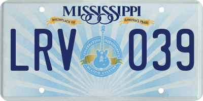 MS license plate LRV039