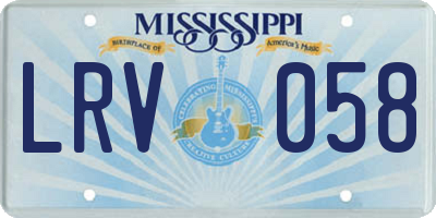 MS license plate LRV058