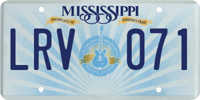 MS license plate LRV071
