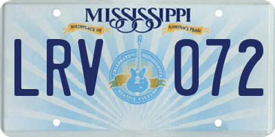 MS license plate LRV072