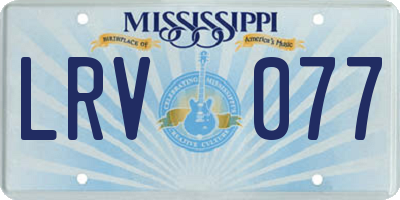 MS license plate LRV077