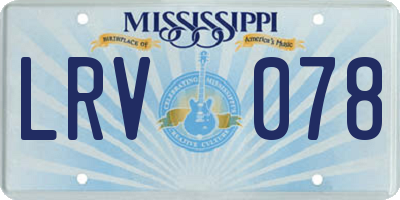MS license plate LRV078