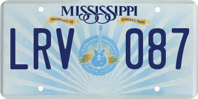 MS license plate LRV087