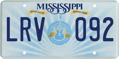 MS license plate LRV092