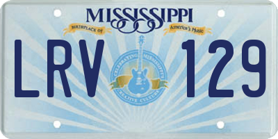 MS license plate LRV129