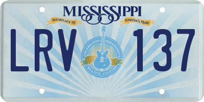 MS license plate LRV137