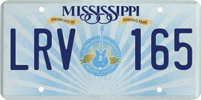 MS license plate LRV165