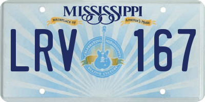 MS license plate LRV167