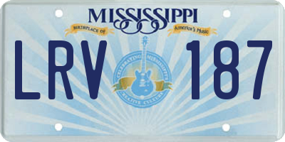 MS license plate LRV187