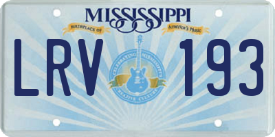 MS license plate LRV193