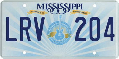 MS license plate LRV204