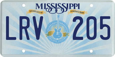 MS license plate LRV205