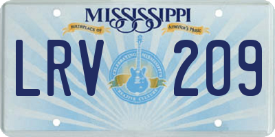 MS license plate LRV209