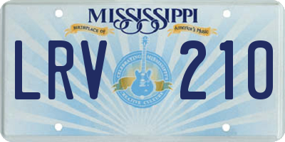 MS license plate LRV210