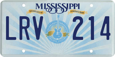 MS license plate LRV214