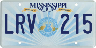 MS license plate LRV215