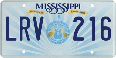 MS license plate LRV216