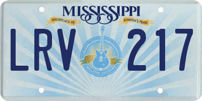 MS license plate LRV217