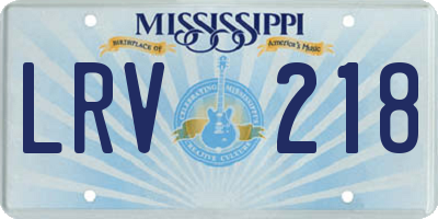 MS license plate LRV218