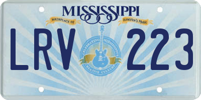 MS license plate LRV223