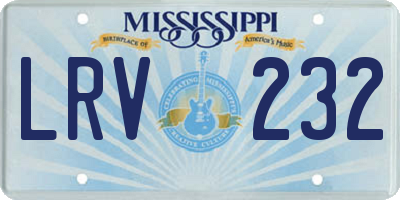 MS license plate LRV232