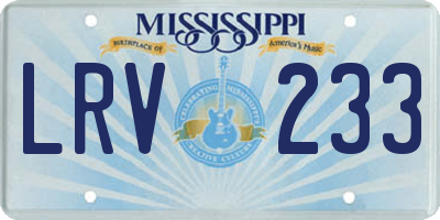 MS license plate LRV233