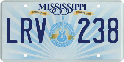 MS license plate LRV238