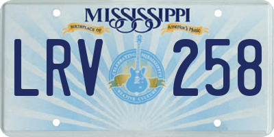 MS license plate LRV258